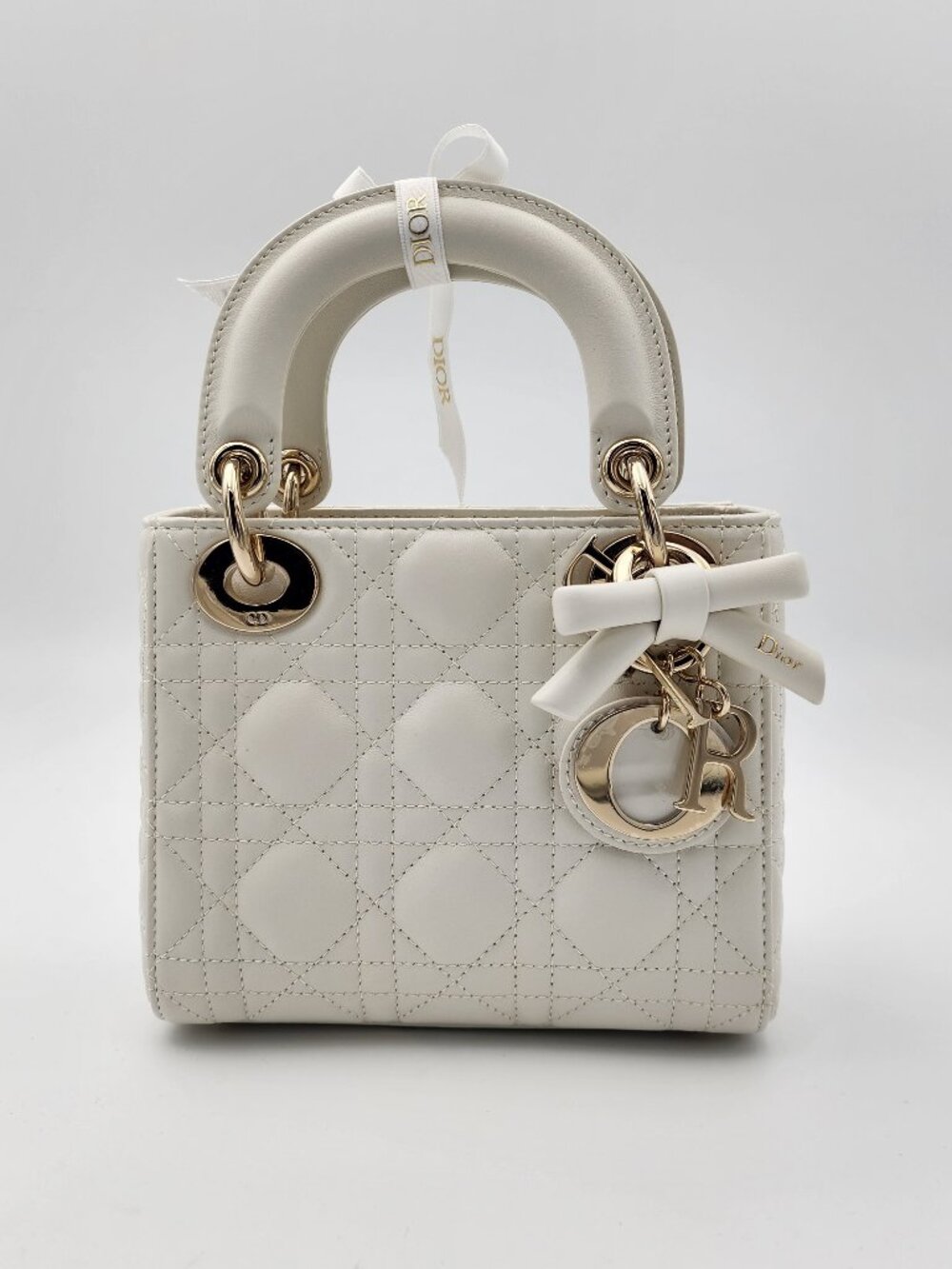Christian Dior 2026 Mini Lady Dior Bag with Chain in Latte Cannage Lambskin